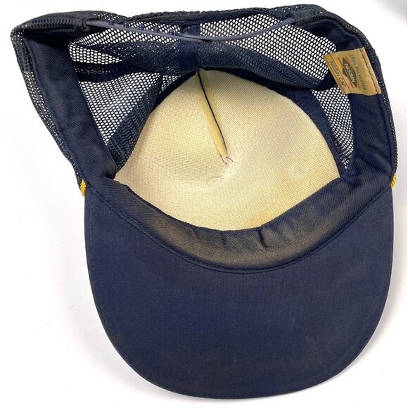 VTG NISSIN Navy American Flag Eagle Leaf Embroidery Snapback Mesh TRUCKER CAP - Picture 6 of 8